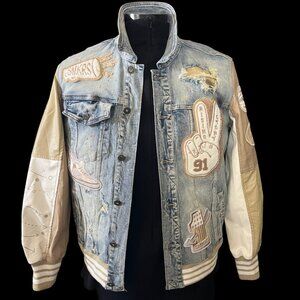 smoke rise men's jean jacket with Patches XL